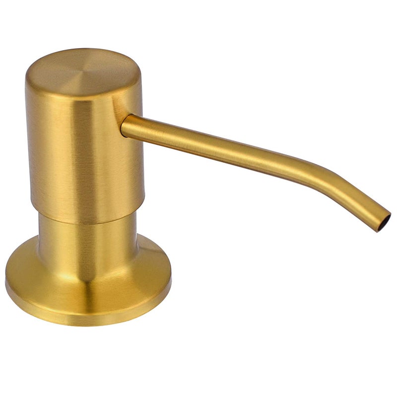 SAMODRA Soap Dispenser for Kitchen Sink, Premium Stainless Steel Pump Head 17 OZ Bottle 3.15 Inch Threaded Tube for Granite Thick Deck Installs (Brushed Brass) - Image 1